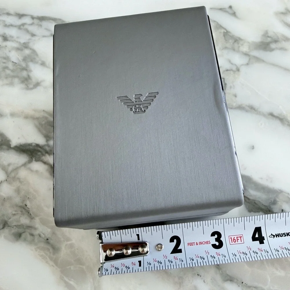 Emporio Armani Watch Box Grey Clamshell Case with White Outer Sleeve and Pillow